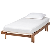 Baxton Studio Bolivia Mid-Century Modern Walnut Brown Wood Expandable Twin to King Bed Frame